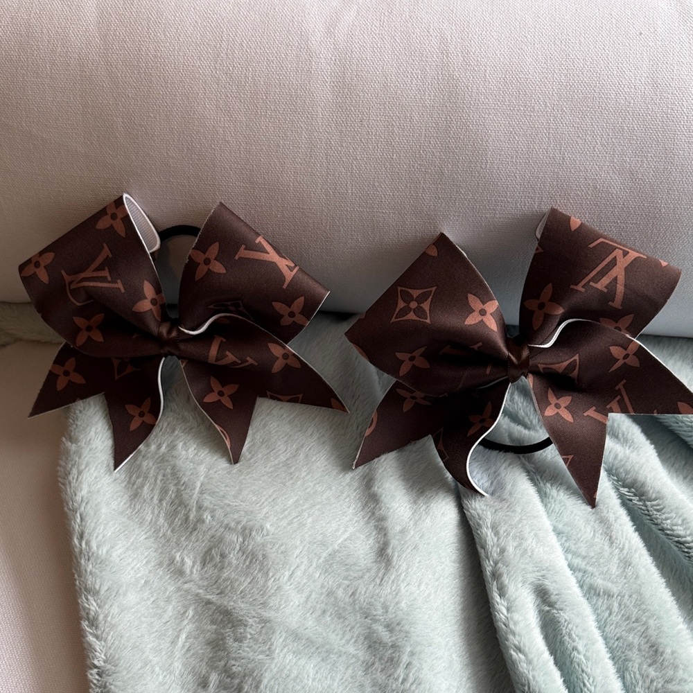 2 Brown Designer Hair Bows